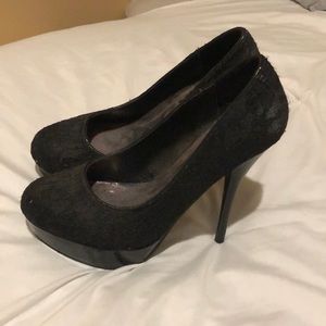Black lace heels